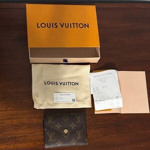 Louis Vuitton Monogram Brown Wallet with Gold-Tone Snap